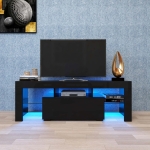 [US Warehouse] Simpleness Creative Furniture High-Gloss TV Cabinet with LED RGB Lights, Size: 51.2×13.8×17.7 inch(Black+MDF)