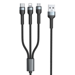 REMAX RC-124th Jany Series 3.1A 3 in 1 Charging Cable, Cable Length: 1.2m (Black)