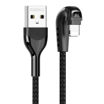 REMAX RC-177i Heymanba II 2.1A USB to 8 Pin 180 Degrees Elbow Zinc Alloy Braided Gaming Data Cable, Cable Length: 1m(Black)