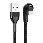 REMAX RC-177a Heymanba II 2.1A USB to USB-C / Type-C 180 Degrees Elbow Zinc Alloy Braided Gaming Data Cable, Cable Length: 1m (Black)