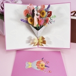 2 PCS Mother Day Bouquet Greeting Card 3D Stereo Blessing And Thanksgiving Card