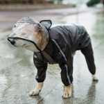 Dog Raincoat Four Foot Waterproof Transparent Reflective Poncho, Size: L(Matte Black)