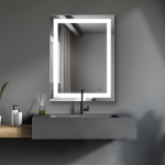 [US Warehouse] Wall-mounted Square Plane Mirror Bathroom Vanity Mirror with Anti-Fog Separately Control & Brightness Adjustment LED Light, Size: 32 x 24 x 1.2 inch
