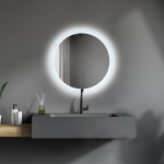 [US Warehouse] Wall-mounted Round Plane Mirror Bathroom Vanity Mirror with Anti-Fog Separately Control & Brightness Adjustment LED Light, Size: 24 x 24 x 1.1 inch