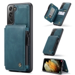 For Samsung Galaxy S21 5G CaseMe C20 Multifunctional PC + TPU Protective Case with Holder & Card Slot & Wallet(Blue)
