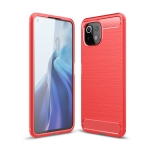 For Xiaomi Mi 11 Lite Brushed Texture Carbon Fiber TPU Case(Red)