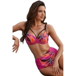 Women Sexy Printed High Waist Swimsuit Two Suit, Size:S(Rose Red)