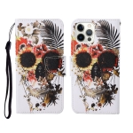 For iPhone 12 Pro Max Painted Pattern Horizontal Flip Leathe Case(Skull)