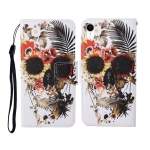 For iPhone XS Max Painted Pattern Horizontal Flip Leathe Case(Skull)