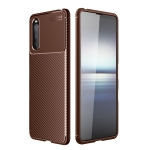 For Sony Xperia 10 III Carbon Fiber Texture Shockproof TPU Case(Brown)