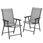 [US Warehouse] 2 PCS Portable Patio Folding Chairs with Armrest