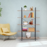[US Warehouse] Household Steel-wood 5-layer Widened Bookshelf Storage Rack with X Cross Fixing Parts, Size: 70.7 x 47.2 x 13.4 inch
