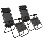 [US Warehouse] 2 PCS Plum Blossom Lock Portable Folding Chairs, Size: 175x66x111cm (Black)