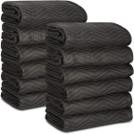 [US Warehouse] 12 PCS Non-woven Cotton Wavy Stripes Furniture Moving Blanket, Size: 183x203cm (Black)