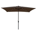 [US Warehouse] Rectangular Patio Umbrella Solar LED Lighted Outdoor Market Table Waterproof Umbrellas Sunshade with Crank & Push Button Tilt, Size: 10×6.5Ft (Coffee)