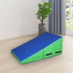 [US Warehouse] Foldable PVC Mesh Cloth Gymnastics Mat, Size: 84x60x35cm (Blue Green)