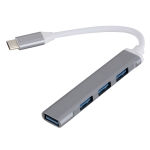 C809 USB 3.0 x 1 + USB 2.0 x 3 to USB-C / Type-C Multi-function Splitter HUB Adapter (Grey)