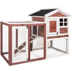 [US Warehouse] Natural Wood House Pet Supplies Small Animals House, Size: 48.4×24.8×35.8 inch (Auburn and White)