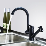 Kitchen Pull-Out Double Faucet Water Table Hot And Cold Water Faucet, Specification: Wheel Bending Pull