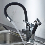 Kitchen Pull-Out Double Faucet Water Table Hot And Cold Water Faucet, Specification: Cube Universal Distortion