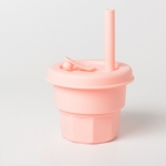 Children Silicone Straw Cups Drop And High Temperature Resistant Water Cups Pink(300ml)