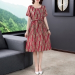 Ladies Loose And Thin Retro Art Dress (Color:Red Size:M)