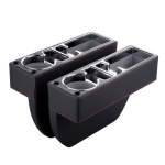 Car Multi-functional Console PU Leather Box Cup Holder Seat Gap Side Storage Box (Black)