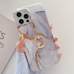 Golden Powder Dream Color Marble Pattern TPU Protective Case with Ring Stand For iPhone 11 Pro Max(Grey)