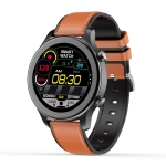MT18 1.28 inch HD Color Screen IP67 Waterproof Smart Watch, Support Women Physical Health Management / Bluetooth Call / Heart Rate Monitoring, Style: Leather Strap(Brown)