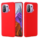 For Xiaomi Mi 11 Pro Solid Color Liquid Silicone Dropproof Full Coverage Protective Case(Red)