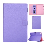 Hair Silky Texture Solid Color Horizontal Flip Leather Case with Holder & Card Slots & Photo Frame & Anti-Skid Strip For Samsung Galaxy Tab A 10.1 (2019) T510 / T515(Purple)