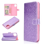 For Samsung Galaxy A22 5G Glitter Powder Horizontal Flip Leather Case with Card Slots & Holder & Photo Frame & Wallet(Purple)
