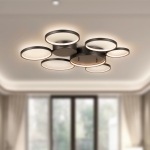[US Warehouse] Warm White LED Circular Line Chandelier Height Adjustable Ceiling Hanging Lamp, Size: 33 x 30.7 x 2.6 inch