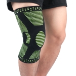Sports Knee Pads Anti-Collision Support Compression Keep Warm Leg Sleeve Knitting Basketball Running Cycling Protective Gear, Size: L(Black Green)