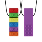 2 PCS Silicone Baby Building Block Teether Autistic Children Molar Stick, Colour: Purple