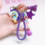 4 PCS Cute Soft Clay Rainbow Keychain Student Schoolbag Lollipop Pendant, Colour: Purple rope rainbow accessories