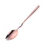 3 PCS Stainless Steel Instant Noodle Fork Multi-Purpose V-Shaped Knife Fork And Spoon All-In-One Tableware, Colour: Rose Gold