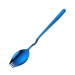 3 PCS Stainless Steel Instant Noodle Fork Multi-Purpose V-Shaped Knife Fork And Spoon All-In-One Tableware, Colour:  Blue