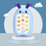 2 PCS Baby Early Education Chinese-English Bilingual Multifunctional Telephone Toy, Colour: Blue Rabbit