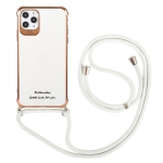 Electroplating TPU Four-Corner Shockproof Protective Case with Lanyard For iPhone 12 mini(White)