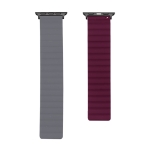 Silicone Magnetic Replacement Strap Watchband For Apple Watch Series 6 & SE & 5 & 4 44mm / 3 & 2 & 1 42mm(Grey+Wine Red)