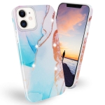 Frosted Watercolor Marble TPU Protective Case For iPhone 11 Pro(Aqua Blue)