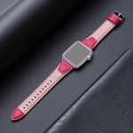 Splicing Cowhide Leather Replacement Strap Watchband For Apple Watch Series 6 & SE & 5 & 4 40mm / 3 & 2 & 1 38mm(Rose Red)