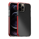 Transparent Carbon Fiber  + TPU Shockproof Case For iPhone 12 mini(Red)