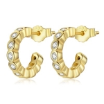 S925 Sterling Silver Geometric Simple Fashion Ear Studs Women Earrings, Color:White Zircon Gold