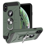 War-god Armor TPU + PC Shockproof  Magnetic Protective Case with Ring Holder For iPhone XS Max(Deep Green)