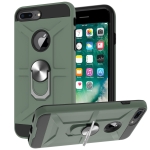 War-god Armor TPU + PC Shockproof  Magnetic Protective Case with Ring Holder For iPhone 8 Plus / 7 Plus(Deep Green)