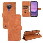 For Nokia 1.4 Solid Color Skin Feel Magnetic Buckle Horizontal Flip Calf Texture PU Leather Case with Holder & Card Slots & Wallet(Brown)