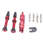 A5593 2 PCS 40mm Red French Tubeless Valve Stem with Repair Kit for Road Bike