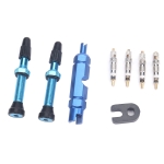 A5596 2 PCS 40mm Blue French Tubeless Valve Stem with Repair Kit for Road Bike